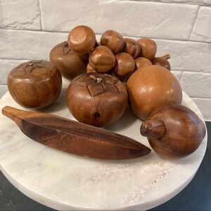 Vintage MCM Set of hand carved, Mid-century, wooden fruits
